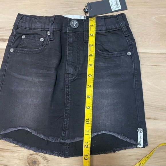 One Tea Spoon KIDS BLACK PUNK 2020 MINI STRETCH HIGH WAIST DENIM SKIRT size 8-9 - Picture 9 of 10